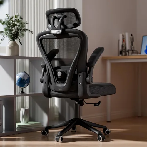 Miniatura 10 de SeekFancy Silla de Oficina Ergonómica M903, Silla de Escritorio para Computadora con Ruedas, Silla de Oficina de Malla de Respaldo Alto con Soporte