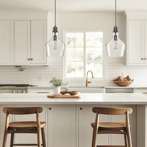 Miniatura 2 de INK+IVY Auburn - Lámpara colgante de cocina para comedor, luces industriales, lámpara colgante en forma de campana de vidrio soplado a mano