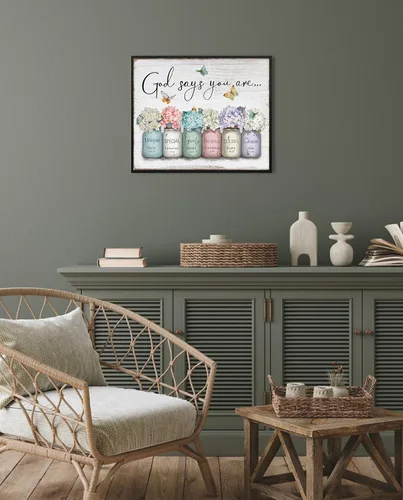 Miniatura 5 de Dios Dice Que Eres Arte de Pared: Arte de Pared con Versículo Bíblico Cristiano Inspiracional, Escritura Religiosa, Regalos de Aliento para Mujeres