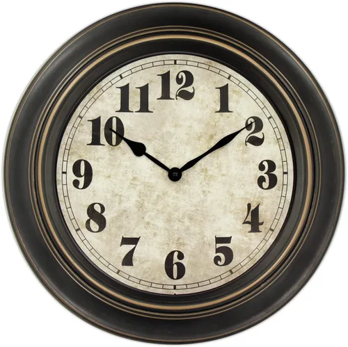 Miniatura 12 de 45MinST Reloj de pared grande vintage de 13 pulgadas rojo-marrón, de cuarzo, funciona con batería, movimiento silencioso y preciso sin tictac con 13