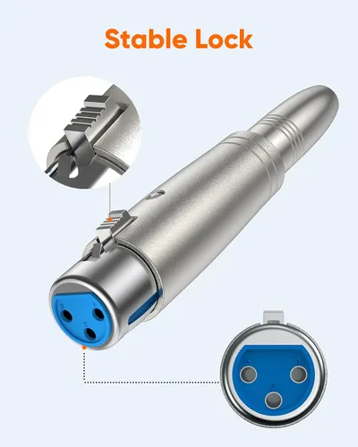Miniatura 3 de CableCreation XLR 3 Pin hembra a 1/4" 0.250 in hembra socket adaptador de audio 1/4 pulgadas TRS a XLR, plata
