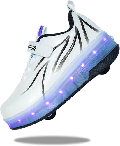 Miniatura 21 de Zapatos para niños con ruedas - 4 en 1 Zapatos con ruedas iluminados con luces LED recargables por USB para regalos de Navidad y escuela