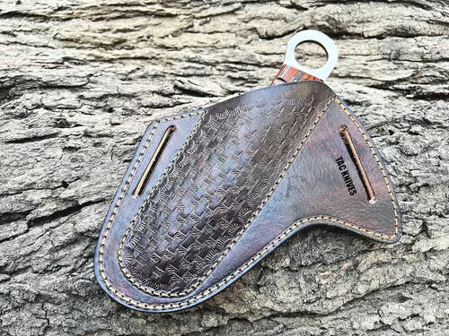 Miniatura 8 de TAC KNIVES Cuchillo de Caza al Aire Libre para Acampar de Hoja Fija de Espiga Completa de 7'' en Funda Regalo Para Él Acero de Alto Carbono 1095