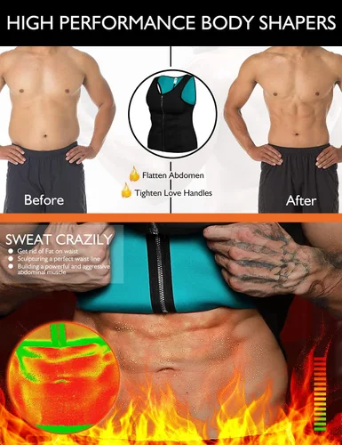 Miniatura 3 de Chaleco de sauna para hombre, entrenador de cintura, moldeador de cuerpo, neopreno caliente, deporte, fitness, gimnasio, entrenamiento, camiseta sin