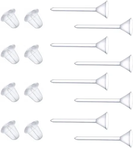 Aretes transparentes para deportes, 300 pares de aretes transparentes y parte trasera de aretes, cabeza de copa de 0.157 in 0.157 in cabeza de copa