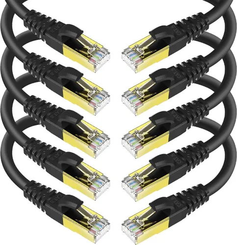 Miniatura 13 de Cable Ethernet CAT 8 blindado SFTP para red de Internet, cables LAN de alta velocidad resistentes con conector RJ45 chapado en oro, profesional