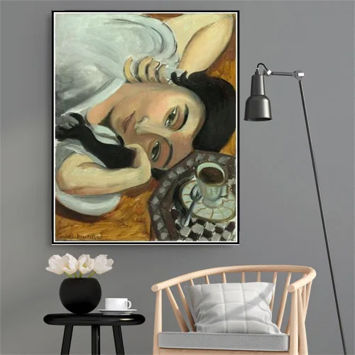 Lorette con taza de café pintura por Henri Matisse 5D Diamond Painting Kit para adultos y niños, manualidades para decoración de pared del hogar, A9