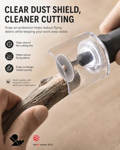 Miniatura 5 de HOTO Kit de herramientas rotativas inalámbricas 35 en 1, motor fuerte, 25000 rpm, bolígrafo de grabado potente de 5 velocidades variables, luz LED