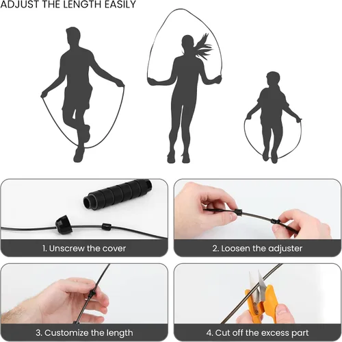 Miniatura 3 de Limm Adjustable Jump Rope for Workout - All-Purpose Exercise Jump Rope Kids & Adults Love with Tangle-Free, Comfortable Foam Handles - Best Negro