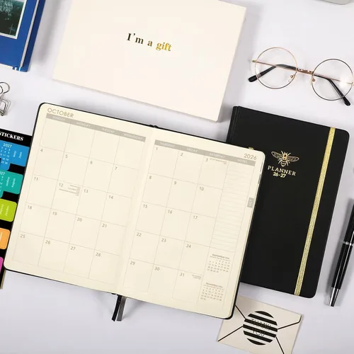 Miniatura 7 de Agenda 2026-2027 – Agenda semanal y mensual 2026-2027 con calcomanías de calendario, julio 2026 a junio 2027, 5.75 x 8.25 pulgadas, piel saffiano