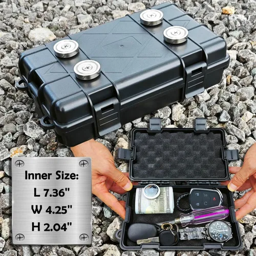 Llavero magnético grande de 7.3 x 4.2 pulgadas para debajo de los camiones, soporte para llaves de automóvil, caja magnética resistente para llaves