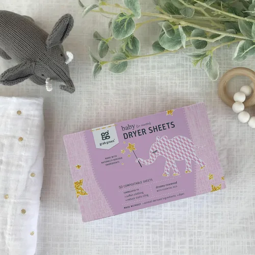 Miniatura 7 de Grab Green Sábanas secadoras de bebé, 80 hojas, aroma de palisandro de ensueño, a base de plantas y minerales, compostables, suavizan la ropa