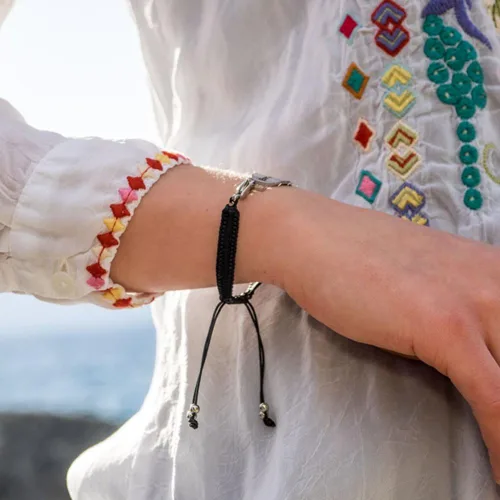 Miniatura 4 de Pulsera de identificación de alerta médica con cuentas aztecas y cuero para mujer tamaño ajustable 1