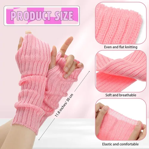 Miniatura 2 de Berlune 6 pares de mangas de brazo kawaii para mujer y niñas, calentadores de brazos de estilo japonés Y2K para disfraz escolar, 6
