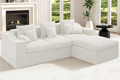 Miniatura 36 de HABUTWAY Sofá modular modular de 101 pulgadas con asiento profundo, moderno sofá convertible en forma de L, sofá tapizado con diván para sala