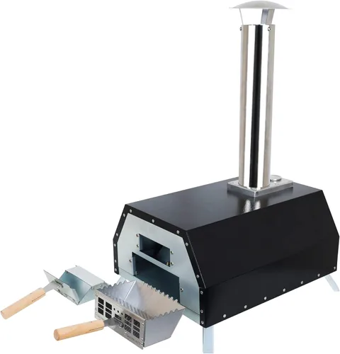 Miniatura 4 de Elevon Horno de pizza de leña, portátil de acero inoxidable, parrilla de pizza, al aire libre con cáscara de pizza y piedra para pizza