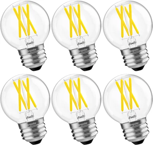 Miniatura 13 de Paquete de 6 bombillas LED G16.5 esmeriladas, foco LED E26 equivalente a 60 W, foco LED regulable G16 1/2 Edison de 6 W 3000 K blanco suave, focos