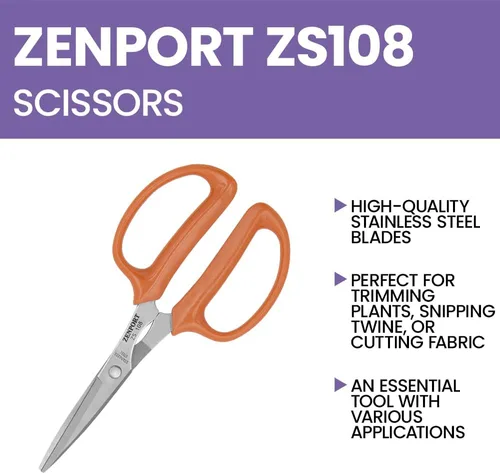 Miniatura 4 de Zenport Tijeras multiuso ZS108, 7 pulgadas, cuchillas de acero inoxidable, empuñaduras ergonómicas, versátiles, tijeras de jardín, manualidades
