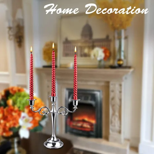 Miniatura 4 de Candelabro de 3 brazos de metal – Portavelas para candelabros para eventos formales, bodas, iglesia, decoración festiva, Halloween – Soporte Cobre