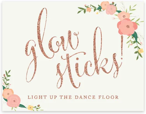 Miniatura 118 de Andaz Press Letreros de fiesta de boda, purpurina de oro rosa sintético con flores, 8.5 x 11 pulgadas, resalta tu versículo bíblico favorito