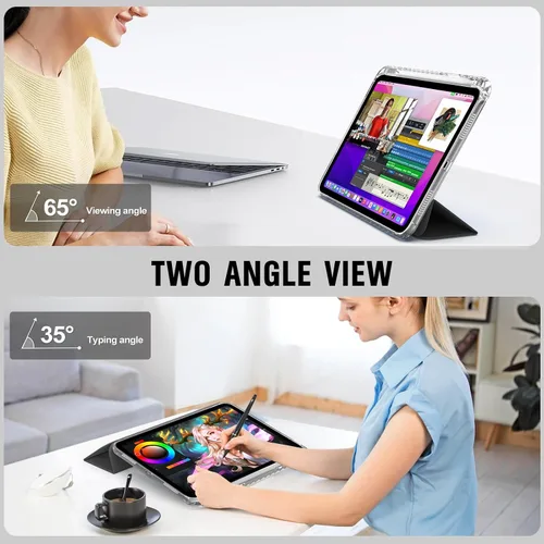 Miniatura 5 de Funda para iPad (A16) de 11ª generación de 11 pulgadas 2025, funda para iPad de 10.9 pulgadas 2022 de 10.9 pulgadas con soporte para lápices, funda