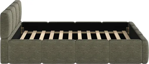 Miniatura 6 de Harper & Bright Designs Boucle - Base de cama de plataforma, tamaño Queen, plataforma estilo bloque, cama tapizada con conexión a tierra