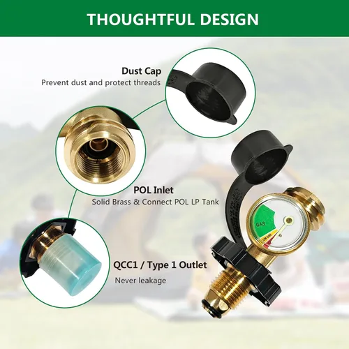 Miniatura 7 de Válvula de medidor de presión de gas de tanque de propano universal, indicador de nivel de tanque de propano Detector de fugas utilizado