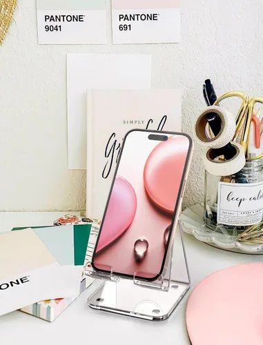 Miniatura 4 de Soporte acrílico para teléfono celular, soporte de teléfono transparente para escritorio de oficina, tocador, cocina, mesita de noche, compatible