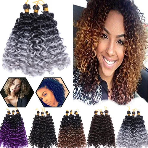 Miniatura 13 de Marlybob Pelo sintético trenzado de ganchillo de 14 pulgadas Marlibob onda de agua trenzado trenzado de ganchillo trenzas afro rastas rizadas