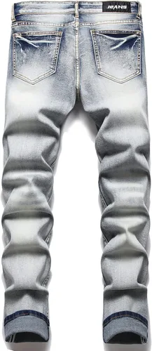 Miniatura 2 de OIIIO Jeans elásticos rasgados de ajuste regular para hombre