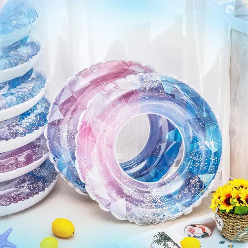 Miniatura 5 de Wettarn Flotadores inflables para piscina, juguetes para niños, tubos de natación para niños, tubo interior de lentejuelas con purpurina, tubo