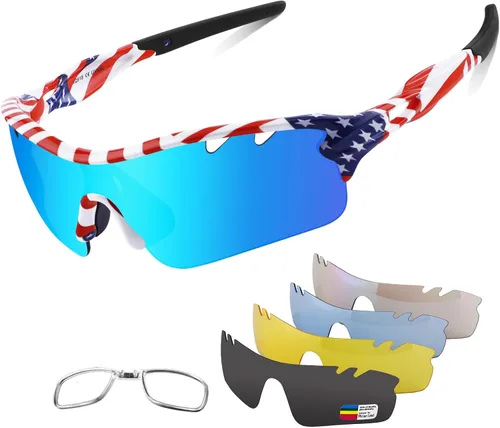 Miniatura 15 de BangLong Polarized Sports Sunglasses Cycling Sun Glasses for Men Women with 5 Interchangeable Lenes for Running Driving