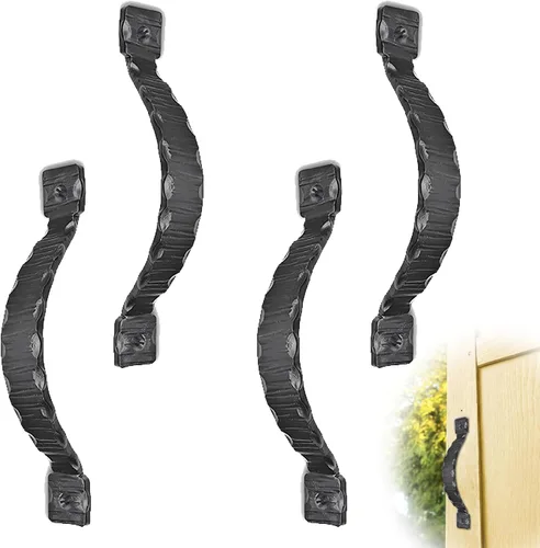 Miniatura 13 de Paquete de 2 manijas decorativas negras de 4.5 pulgadas, manija decorativa de puerta de hierro, manija de puerta de metal rústico para puertas Negro