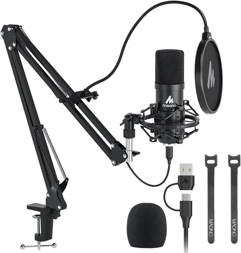 Kit de micrófono USB de 192 KHZ/24 BIT Plug & Play MAONO AU-A04 USB para computadora, micrófono cardioide de condensador con chipset de sonido