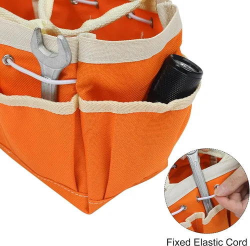 Miniatura 5 de HARFINGTON Bolsa de herramientas de jardín pequeña de 7.5 x 4 x 5 pulgadas, Oxford impermeable con bolsillos, bolsa de mano de jardín, organizador