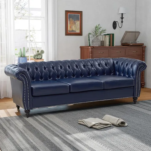 Miniatura 36 de QHITTY Sofá de Acento, Sofá Biplaza Chesterfield Moderno de Terciopelo, Sofá Tapizado con Respaldo Capitoné para Muebles de Sala de Estar (Gris)