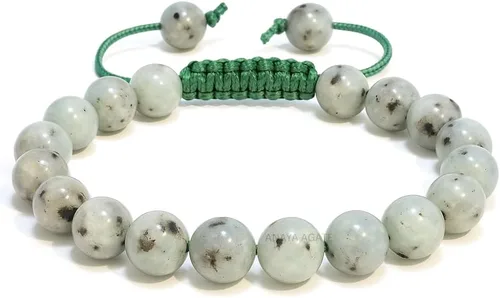 Miniatura 182 de Adjustable Crystal Bracelet – Gemstone Bead Bracelet with Adjustable Macrame String – Chic Gemstone Bracelet for Men and Women – 8mm Round Healing