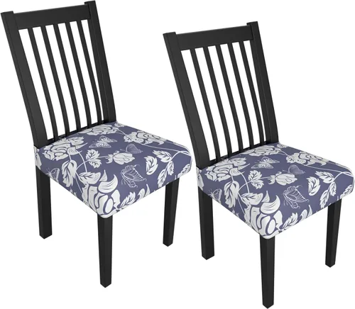 Miniatura 112 de Juego de 4 fundas elásticas para sillas de comedor, fundas para sillas de comedor con estampado floral, fundas para asientos de sillas con estampado