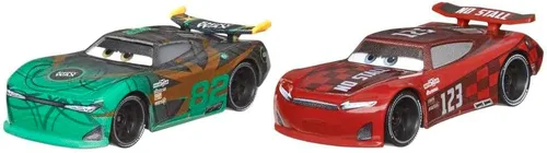 Disney Cars Mattel 1:55 Diecast - Paquete de 2 unidades de cera brillante de próxima generación Conrad Camber & No Stall Jonas Carvers