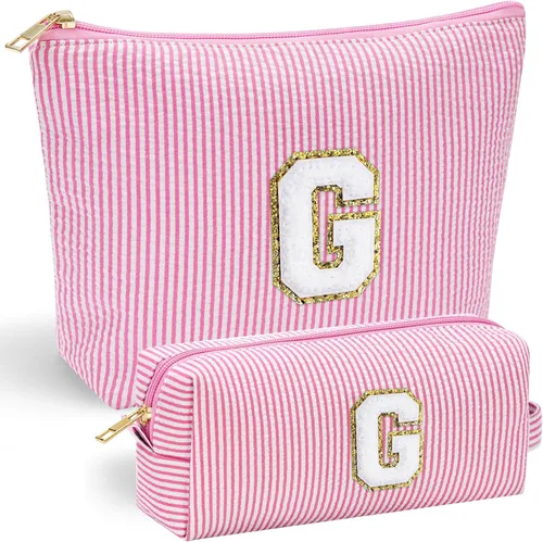 Miniatura 92 de YOOLIFE Regalos del Día de la Madre para mujeres, bolsa de maquillaje con inicial, bolsa de cosméticos, bolsa de maquillaje de viaje, regalos Rosado