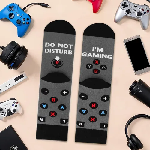 Miniatura 56 de AGRIMONY Calcetines divertidos con texto en inglés «Do Not Disturb Gaming» para hombres, mujeres, adolescentes, niños, Pascua, padres, cumpleaños