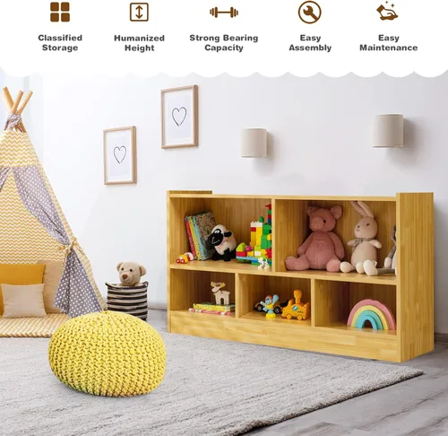 Miniatura 6 de Costzon Organizador de almacenamiento de juguetes para niños, almacenamiento escolar de 5 secciones para organizar libros, juguetes, estantería