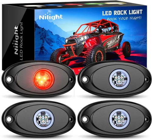 Miniatura 10 de Nilight - luz LED Rock, 4 unidades, nocturnas, para automóvil Azul