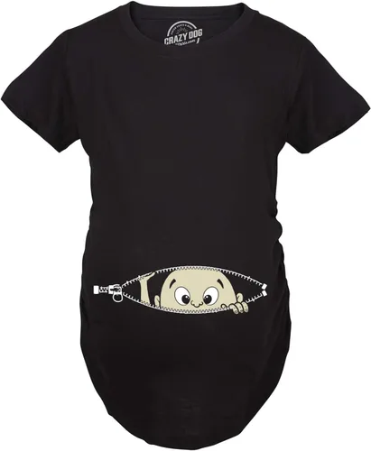 Miniatura 2 de Remera para futura mamá, con diseño simpático de bebé asomándose. Remera simpática para futura mamá.