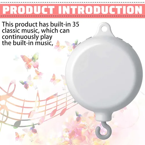 Miniatura 2 de Caja de música móvil para bebé, caja móvil con música, repuesto musical extraíble, motor de guardería, cuna giratoria para bebé, 35 canciones