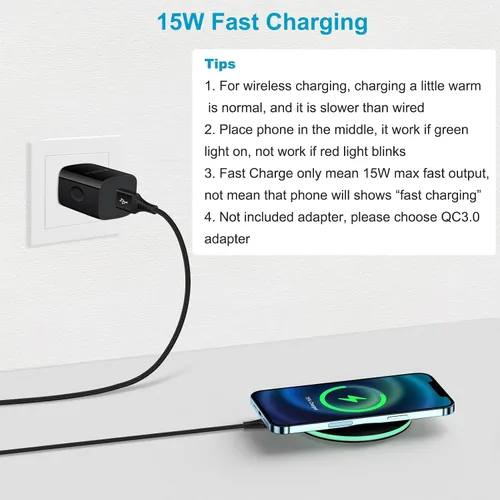 Miniatura 2 de Cargador inalámbrico de teléfono de 15 W para Samsung Galaxy S26 S26+ S25 FE Edge Plus Ultra S25+ S24 S23 S22 S21 S20 Ultra 5G FE S10 S9 S8 S7 S6