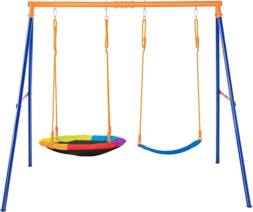 Miniatura 10 de VEVOR Juegos de columpios para patio trasero, con 1 asiento de columpio de platillo, 1 asiento de columpio de cinturón, juego de columpio