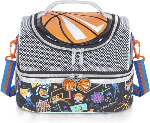 Miniatura 11 de Bolsa de almuerzo aislada de doble piso para niños, bolsa de comida grande para el regreso a la escuela, para niños, niñas, hombres y mujeres