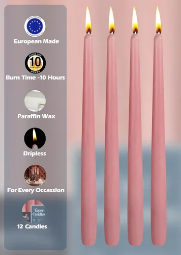 Miniatura 3 de Hyoola Paquete de 12 velas altas cónicas – 12 pulgadas, sin goteo, sin perfume, cera de parafina con mechas de algodón, 10 horas de tiempo