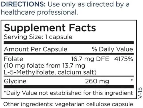 Miniatura 6 de Metabolic Maintenance L-metilfolato 10 mg - Apoya una mentalidad saludable - Folato activo para apoyo de metilación y reacciones bioquímicas